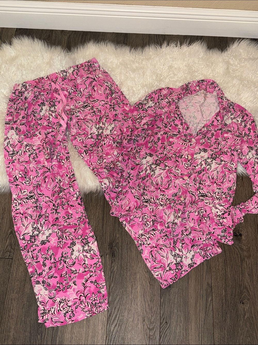 Lilly Pulitzer Pink Floral Two-Piece Pajama Set